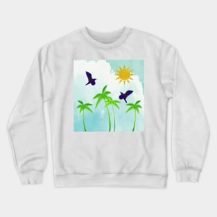 Summer Escape with Palm Trees Sky and Sun Crewneck Sweatshirt